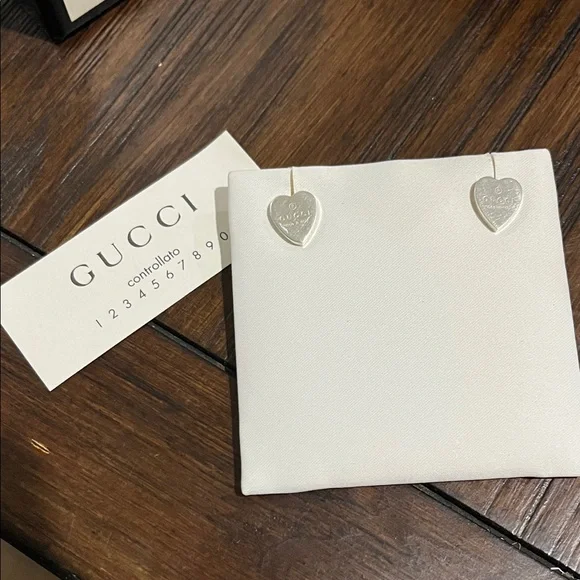 Gucci Sterling Silver Heart-Shaped Earrings